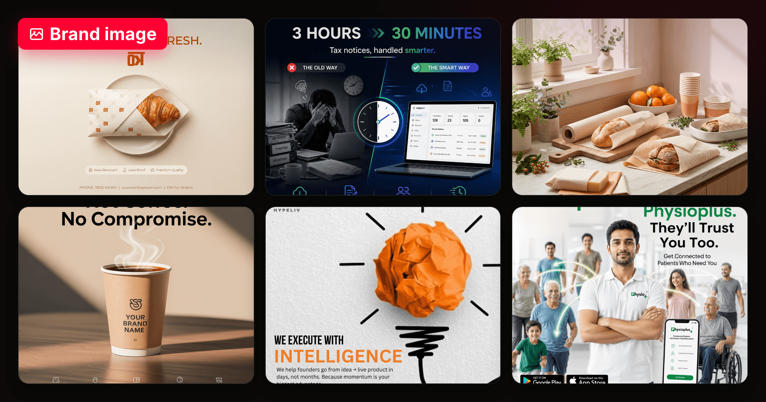 Six finished branded posts made in Images Studio